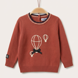 Baby Girls Hot Air Balloon Sweater - Stone