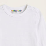 Triple pack of long-sleeved bodysuits, white interlock - White