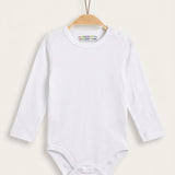 Triple pack of long-sleeved bodysuits, white interlock - White
