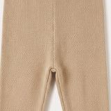 Knitted long leggings - beige