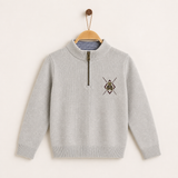 Boys' argyle sweater + bear - Beige