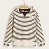Striped hoodie - brown