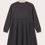 Embroidered Collar Dress - GRAY