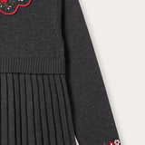 Embroidered Collar Dress - GRAY