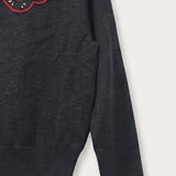 Embroidered Collar Knit Shirt - GRAY