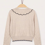 Embroidered collar knit shirt - Beige
