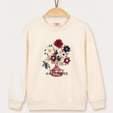 Flower Art Sweatshirt - Beige