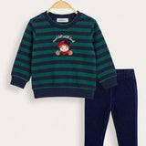 Striped Baby Set - Green