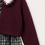 Checked overall + cardigan - black