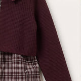 Plaid jumpsuit + cardigan - beige