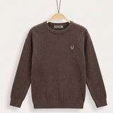 Patterned sweater + collar/neck - brown