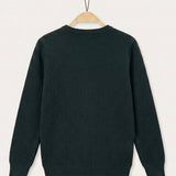 Patterned sweater + collar/crew neck - green