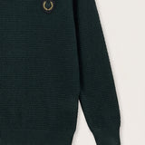 Patterned sweater + collar/crew neck - green