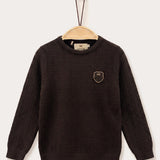 Patterned basic sweater - brown