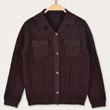 Button-down cardigan + collar - Purple