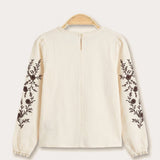 Shirt + sleeve embroidery - brown