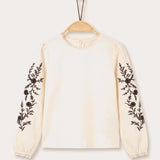 Shirt + sleeve embroidery - brown