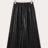 Pleated leather skirt - black long