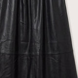 Pleated leather skirt - black long