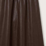 Gathered leather skirt - brown long