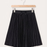 Pleated denim skirt - black
