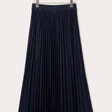 Pleated denim skirt - navy