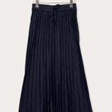 Pleated denim skirt - navy