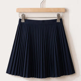 Pleated denim skirt - navy