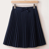 Pleated denim skirt - navy