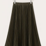 Pleated Denim Skirt - Dark Green