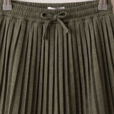 Pleated Denim Skirt - Dark Green