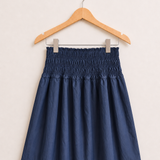 Classic skirt with gathers at the waist - navy
