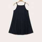 Pleated pinafore dress - Black