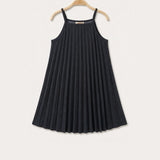 Pleated pinafore dress - Black