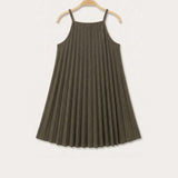 Pleated pinafore dress - dark green