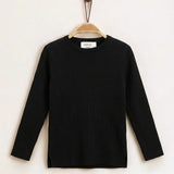 Ribbed Knit Basic Top - Black