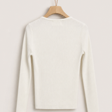 Rib-knit basic top - beige