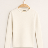 Rib-knit basic top - beige