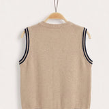 Knitted Rib Vest - Beige