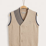 Knitted Rib Vest - Beige