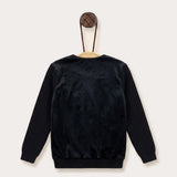 Velvet & Knit Cardigan - Black