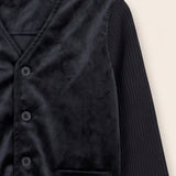 Velvet & Knit Cardigan - Black