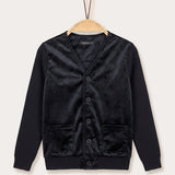 Velvet & Knit Cardigan - Black