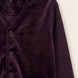 Velvet & knit cardigan - Beige