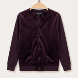 Velvet & knit cardigan - Beige