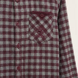 Mandarin collar plaid shirt - beige