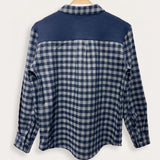 Mandarin collar plaid shirt - navy