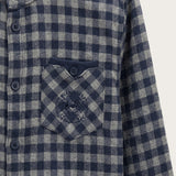 Mandarin collar plaid shirt - navy