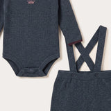 Baby Set with Knitted Rib - GRAY