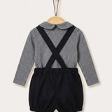 Velvet Overalls Baby Set - Black